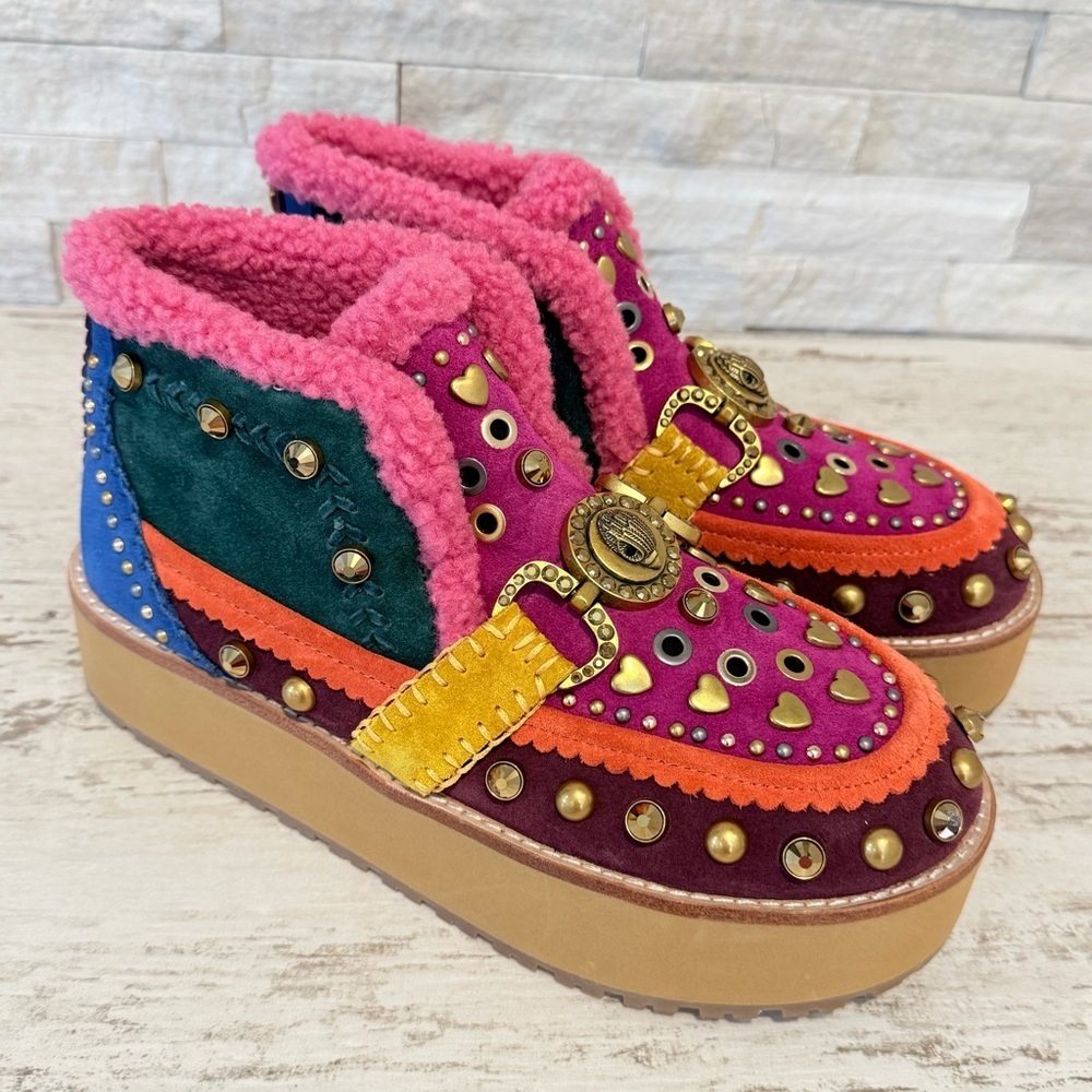 Kurt Geiger Mansion Cozy Studded Suede Bit Buckle Platform Boots EU 36.5-US 6.5 - Picture 2 of 15